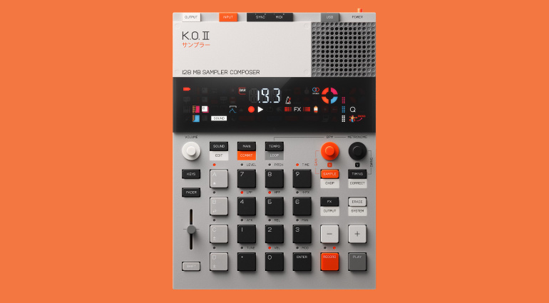 Le sampleur Teenage Engineering EP-133 K.O. II sur fond orange