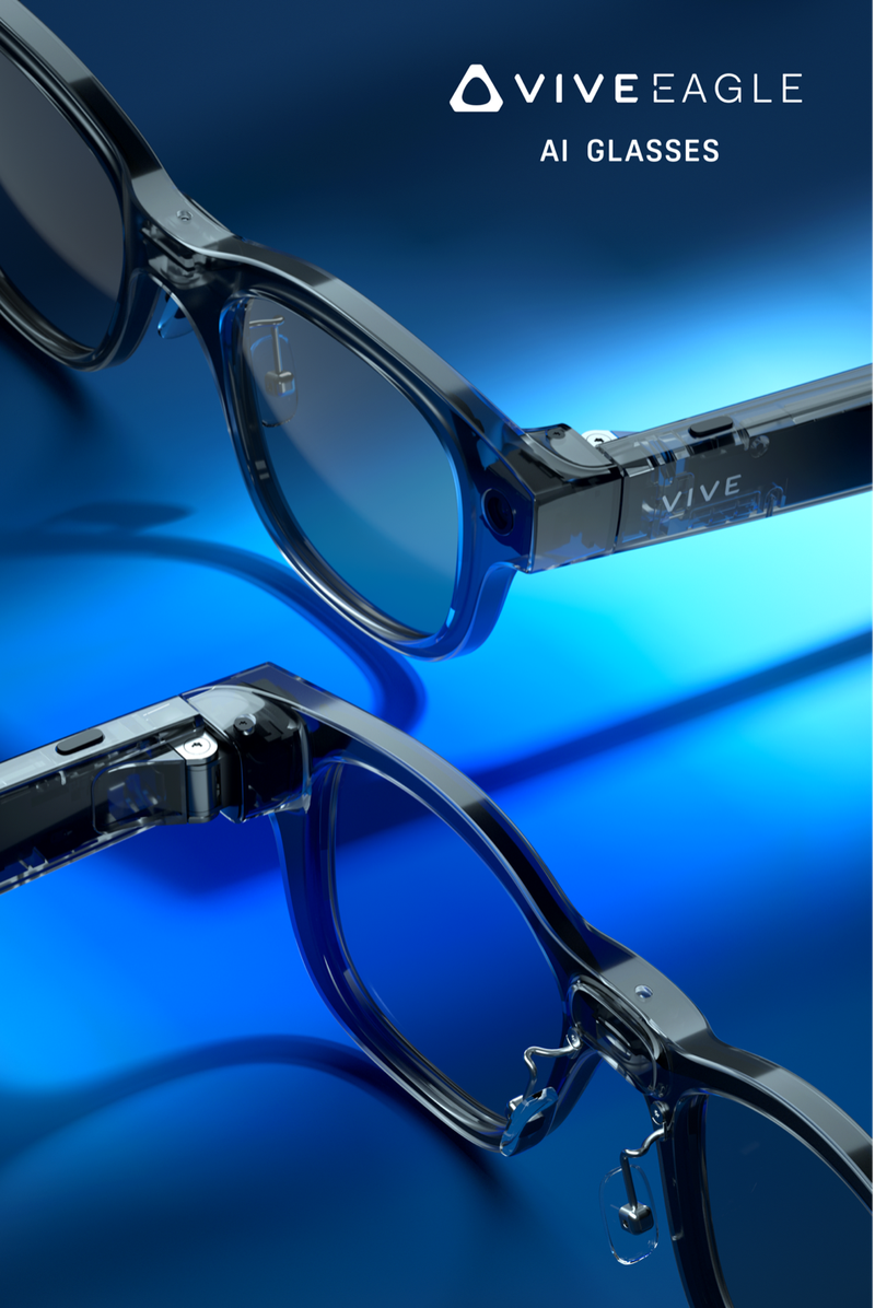 Les lunettes connectees HTC Vive Eagle, monture semi-transparente avec camera integree dans la branche