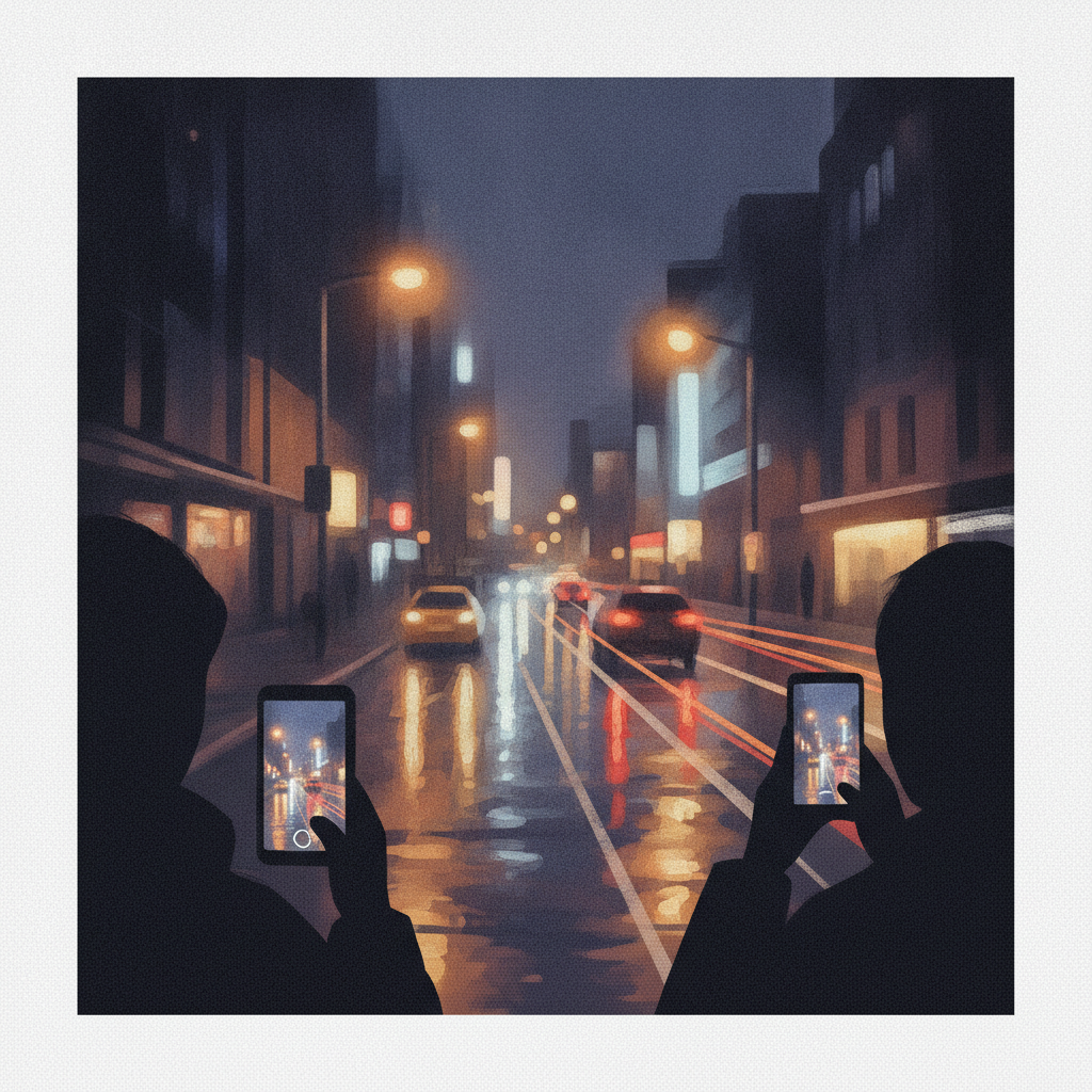 Photographie de nuit au smartphone en soirée