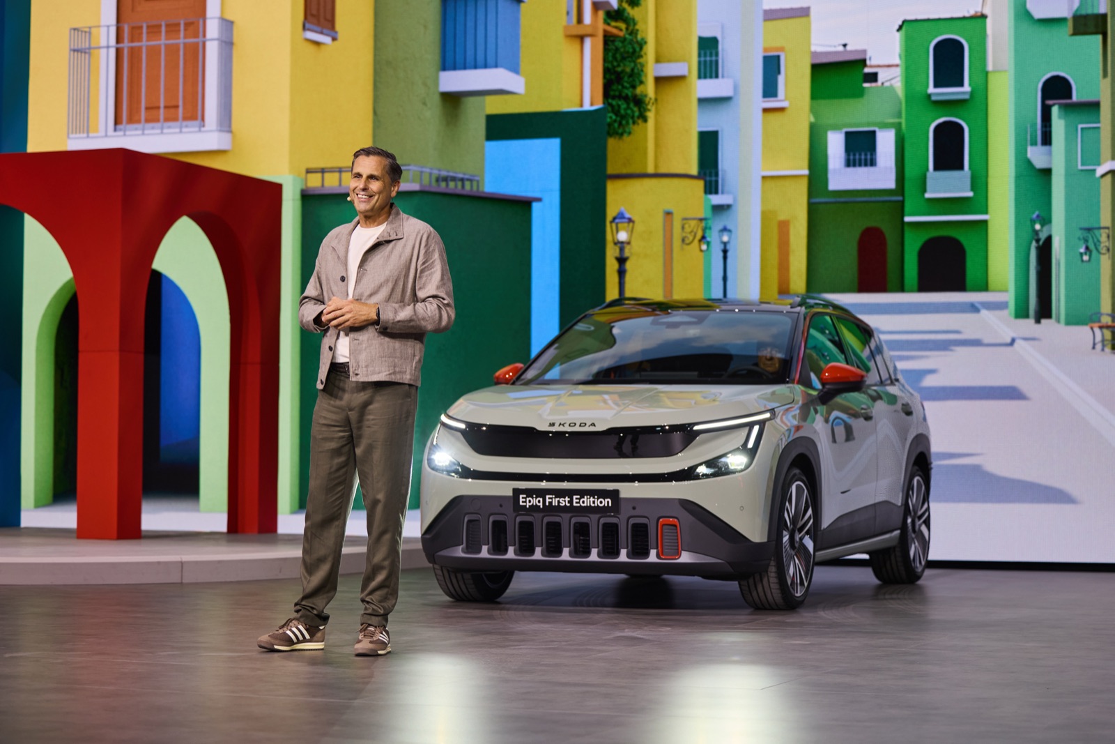 Le Škoda Epiq First Edition, petit SUV électrique, lors de sa première mondiale