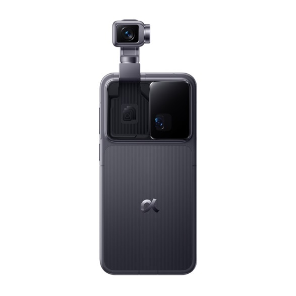 Rendu officiel du Honor Robot Phone avec son bras caméra motorisé déployé au-dessus du dos du smartphone