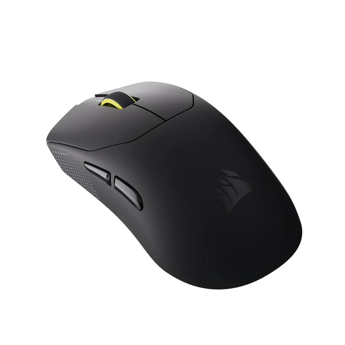 Souris gaming sans fil Corsair SABRE v3 PRO noire, vue de trois quarts