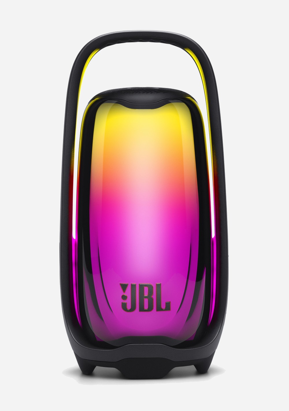 L'enceinte JBL Pulse 6 avec sa colonne translucide eclairee a 360 degres et sa poignee lumineuse