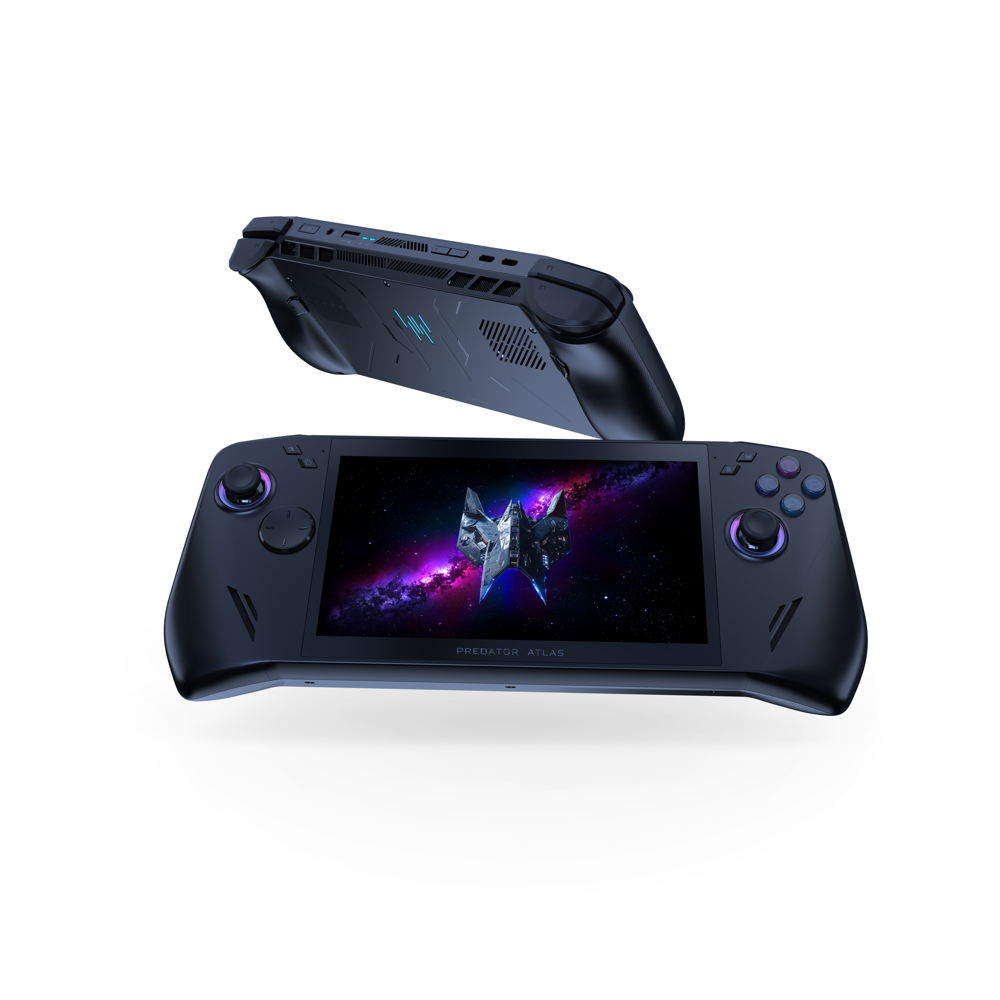 La console de jeu portable Acer Predator Atlas 7 vue de face et de dos