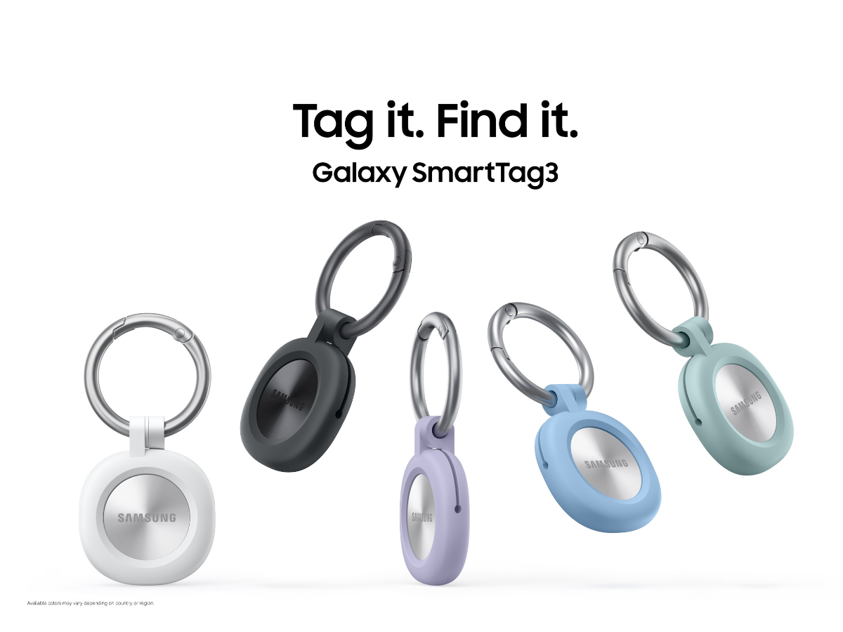 Le traceur Samsung Galaxy SmartTag3 décliné en cinq coloris avec anneaux porte-clés