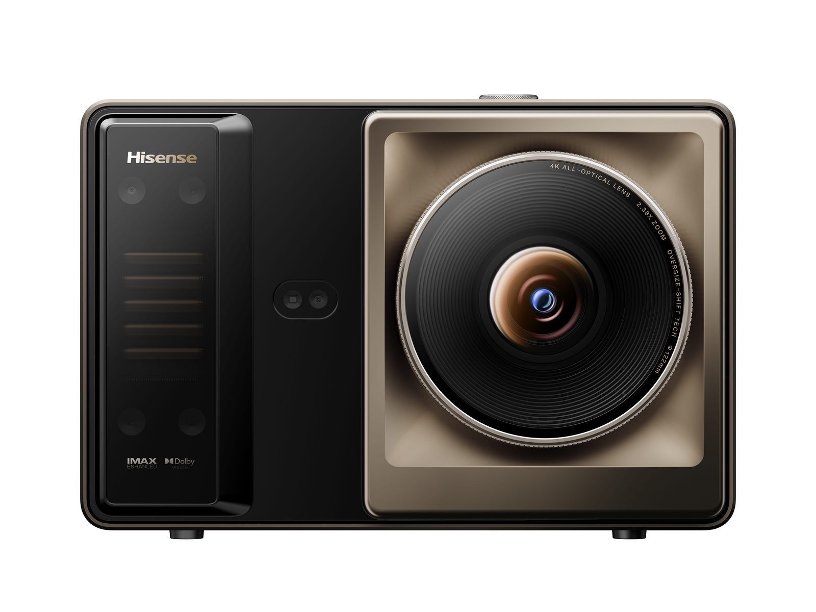 Vidéoprojecteur Hisense XR10 avec son grand objectif 4K et sa façade noire