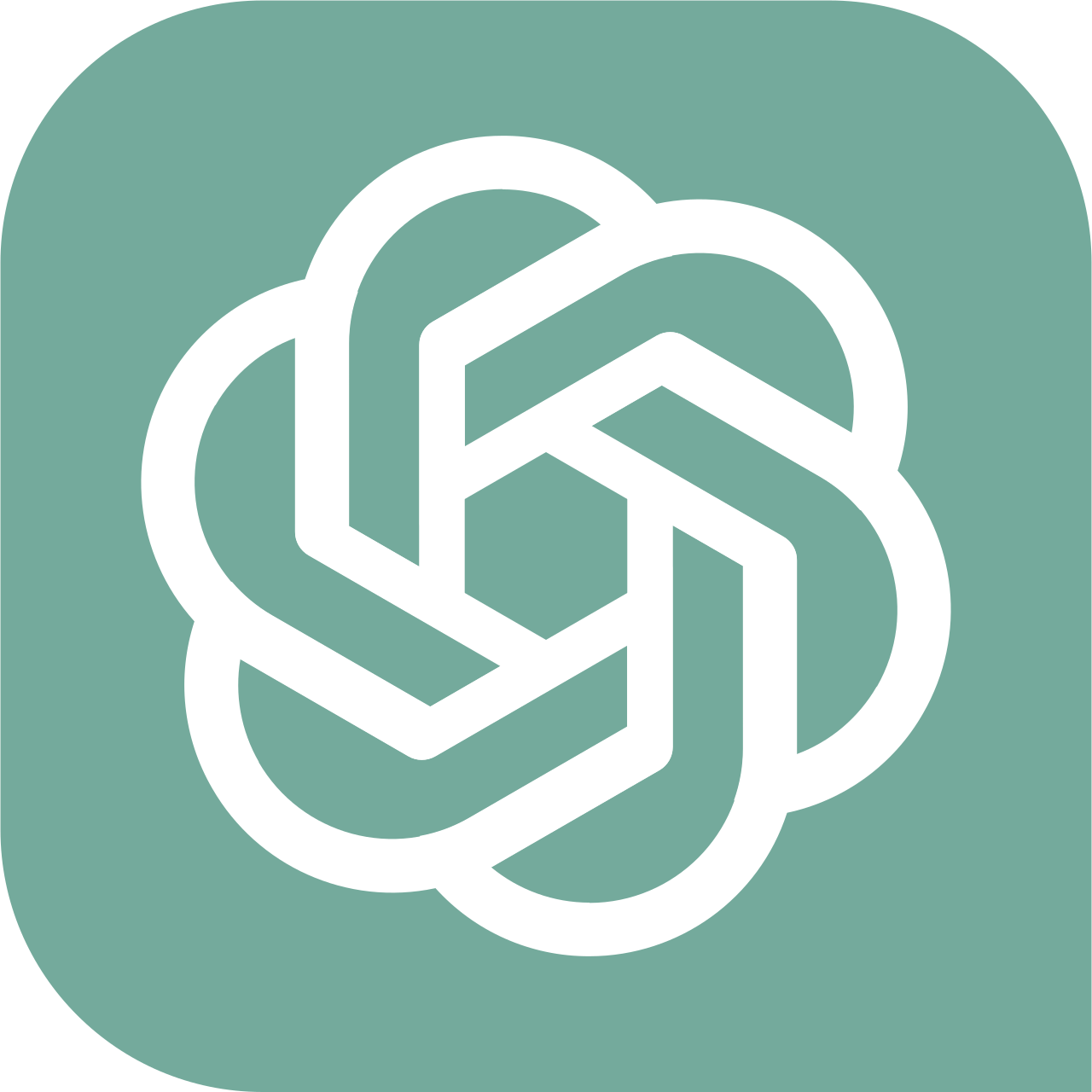 Logo officiel de ChatGPT d'OpenAI, symbole blanc en forme de noeud sur fond vert