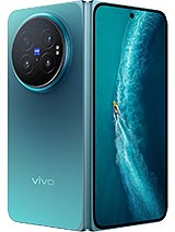 Smartphone pliable vivo X Fold6 bleu, déplié, avec son module photo circulaire ZEISS