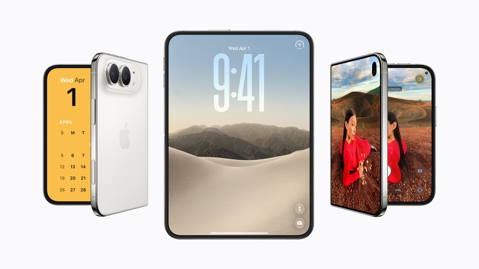 L'iPhone Duo d'Apple, montré plié sur son écran externe et déplié sur son grand écran interne
