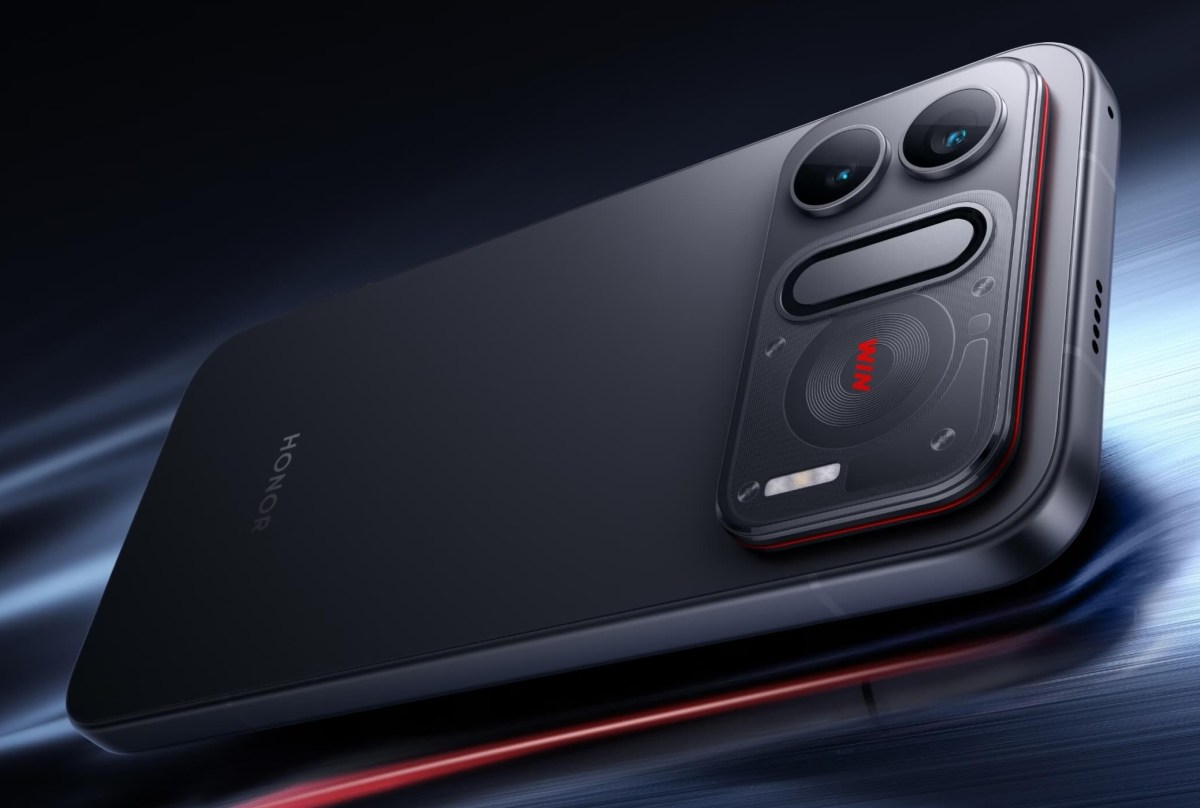 Rendu officiel du smartphone Honor Win RT2 vu de dos, avec son module photo et le logo HONOR