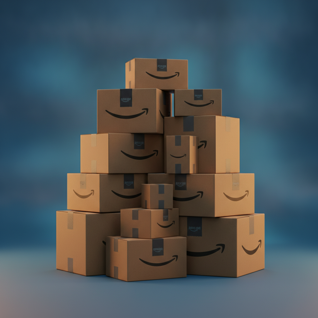 Pile de colis Amazon, illustration pour Amazon Prime Day 2026