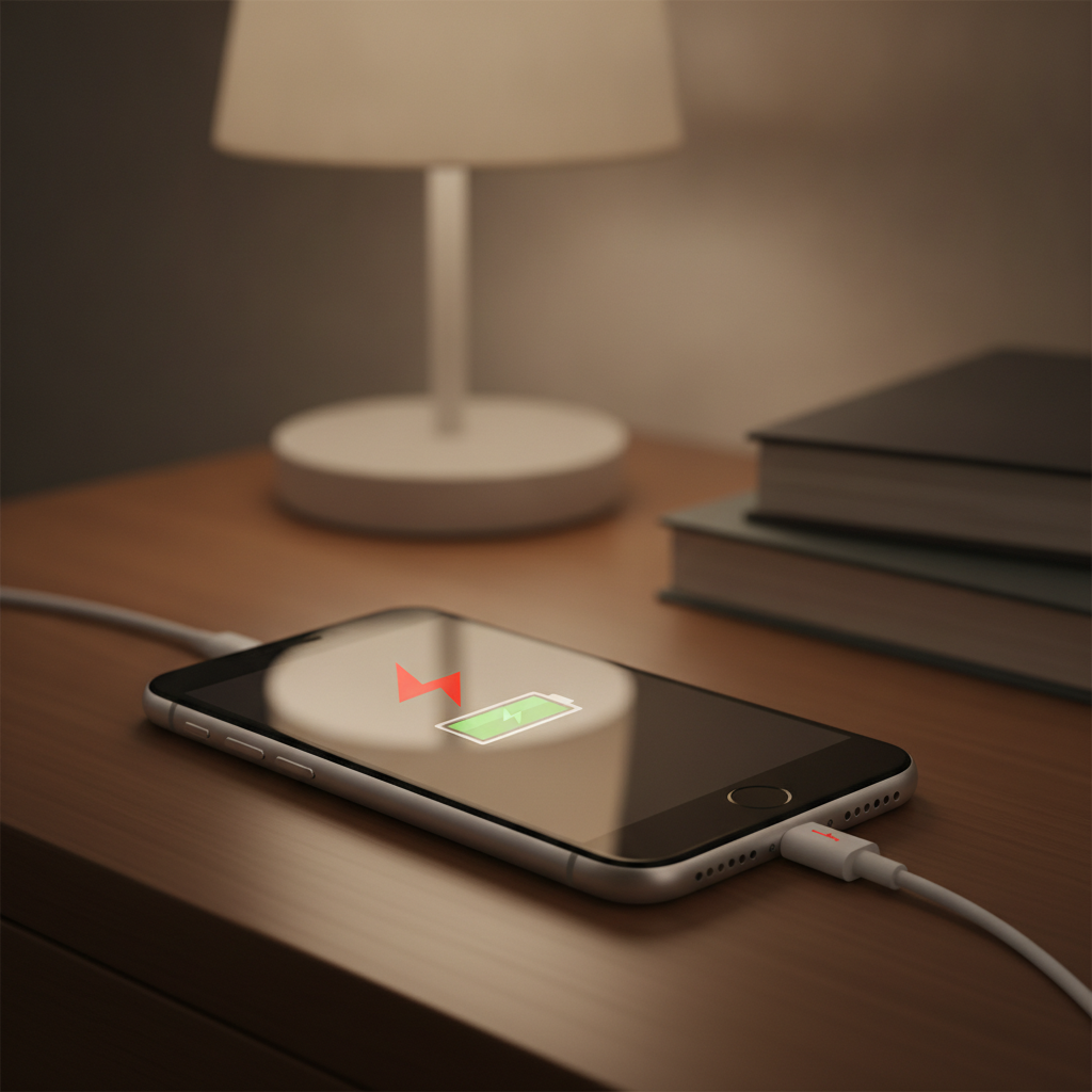 Smartphone à la batterie presque vide en charge