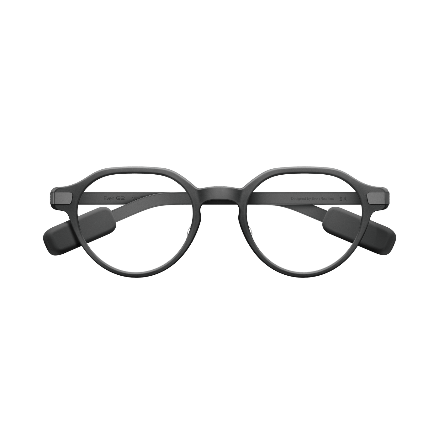 Lunettes connectées Even Realities G2 grises, vue de face, monture ronde sans caméra