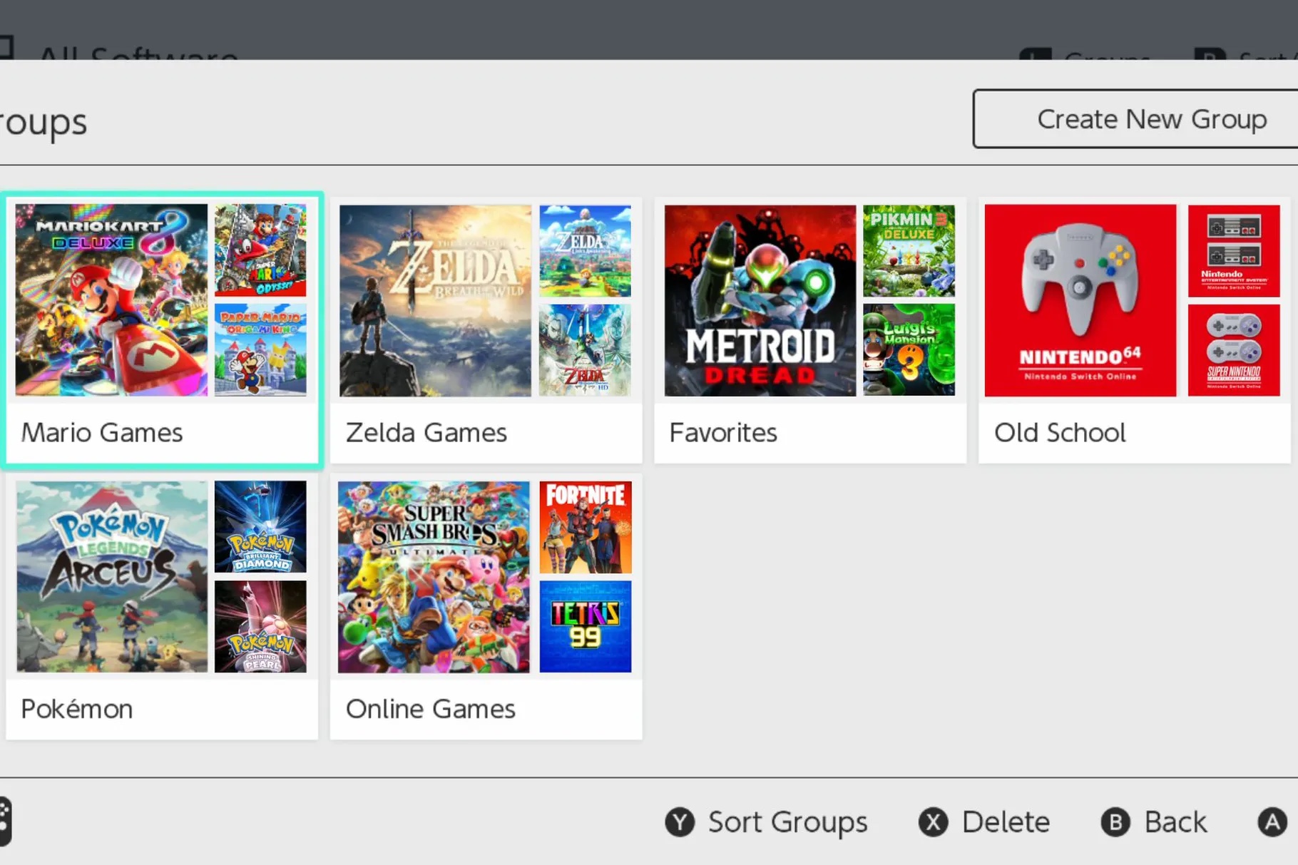 Classer les jeux Switch