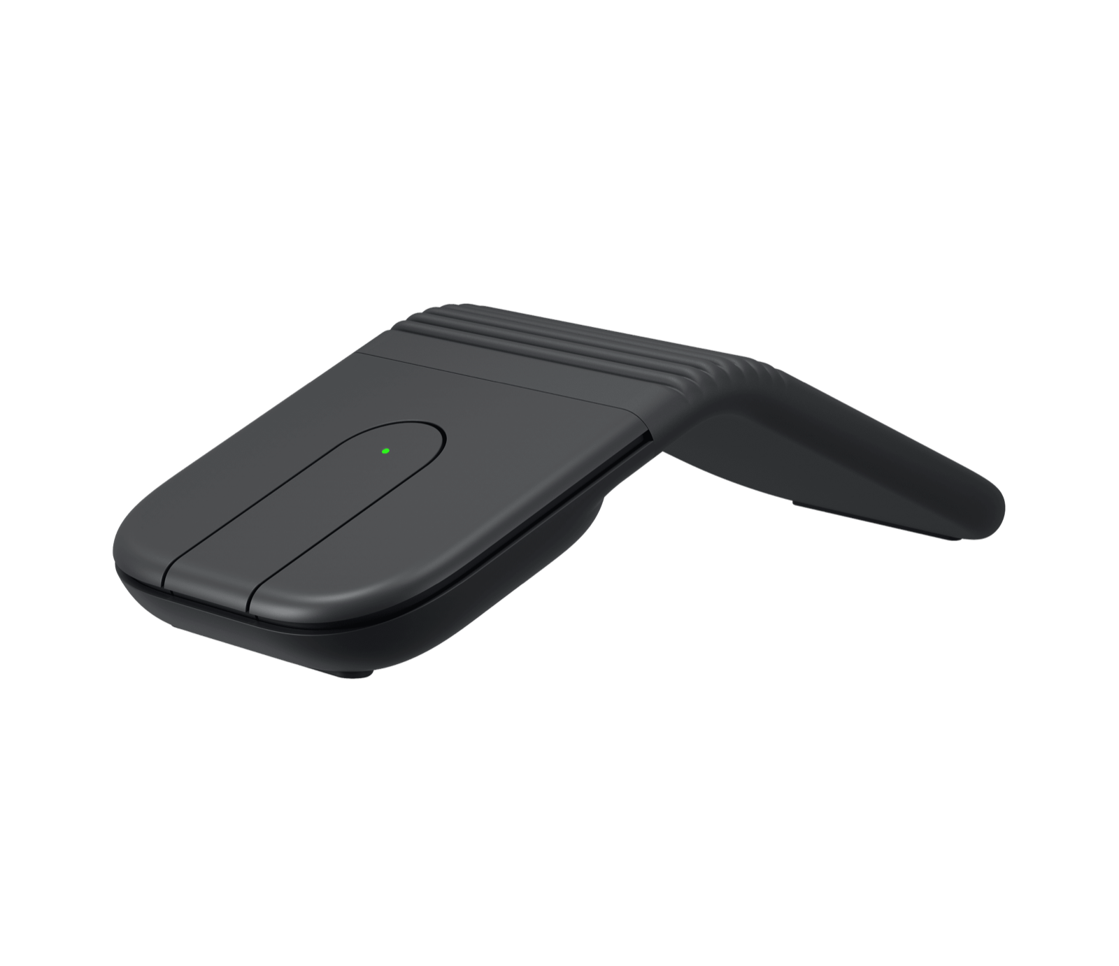 Souris pliable Logitech Mobi Fold coloris graphite, ouverte, vue de trois quarts