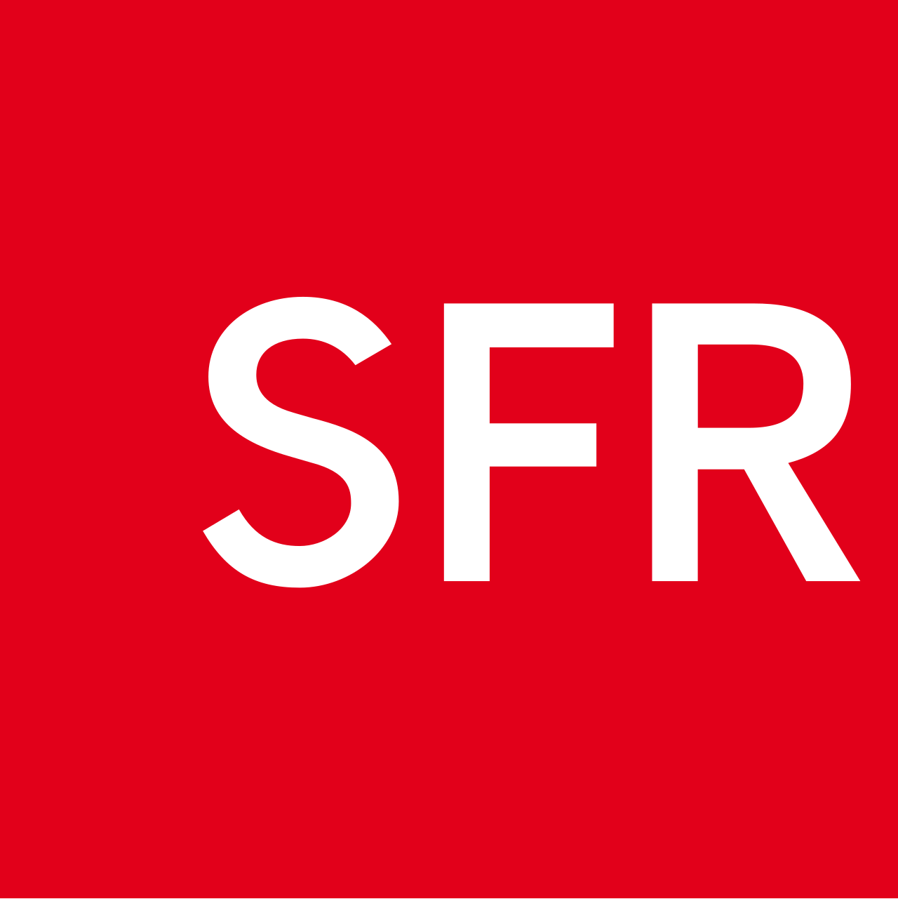 Logo officiel SFR, carré rouge avec les lettres SFR en blanc