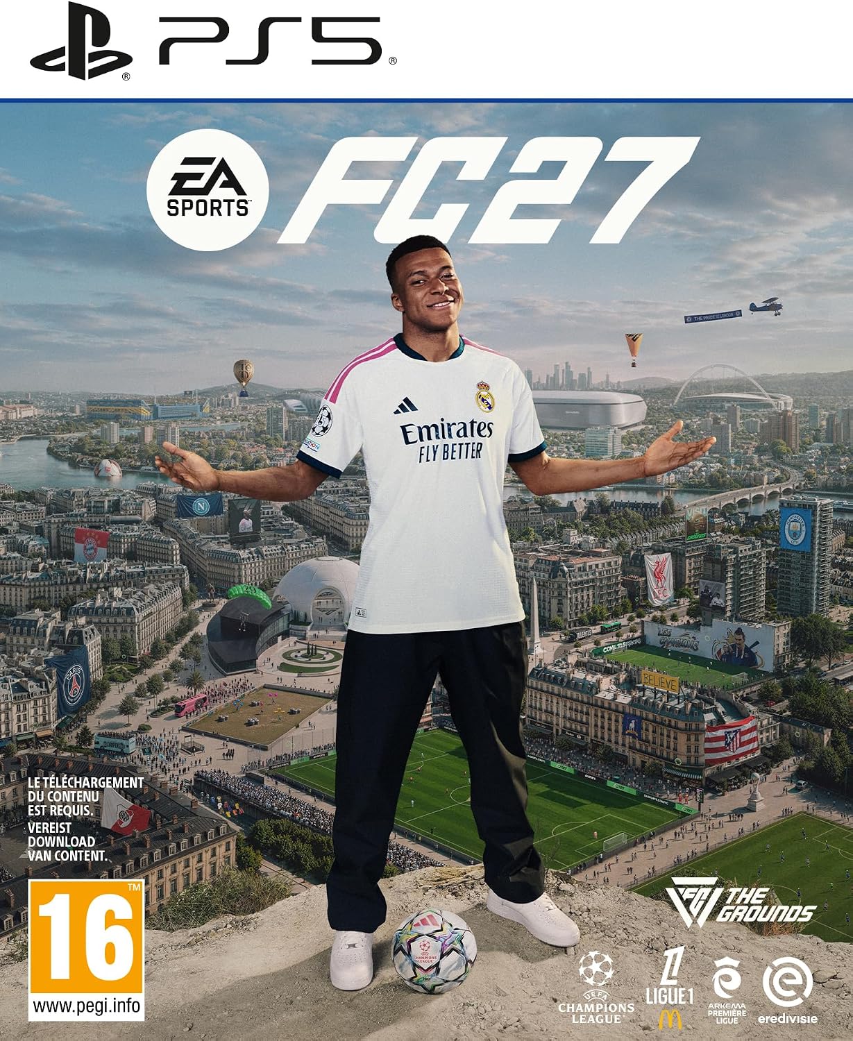Jaquette PS5 d'EA Sports FC 27 avec Kylian Mbappe en maillot du Real Madrid