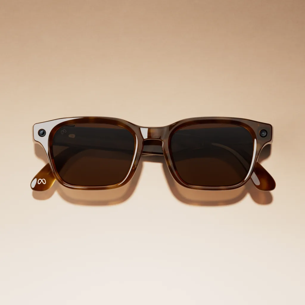 Lunettes connectées Meta Adventurer en monture écaille, vue de dessus