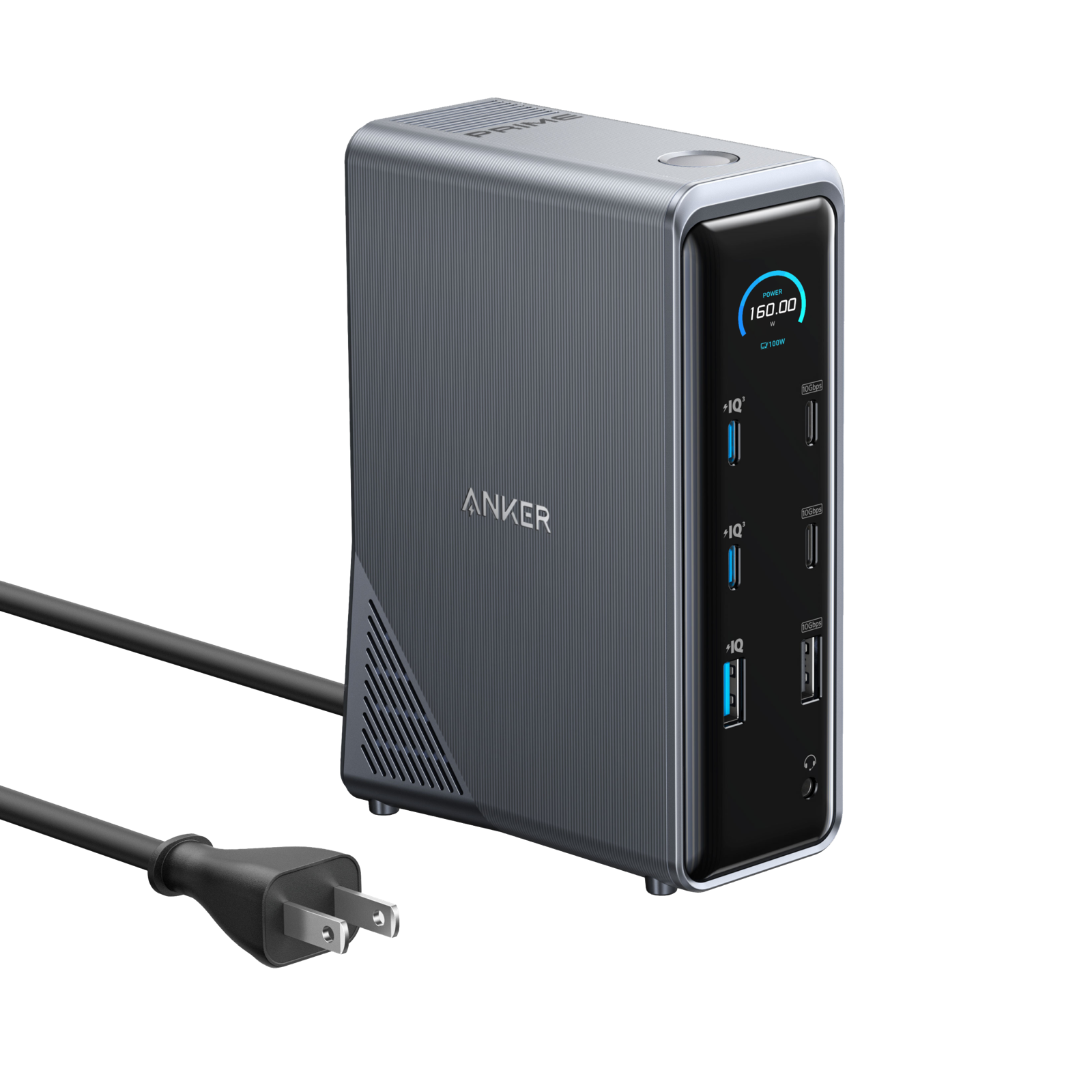 Station d'accueil Anker Prime avec écran de puissance et ses ports USB-C et USB-A