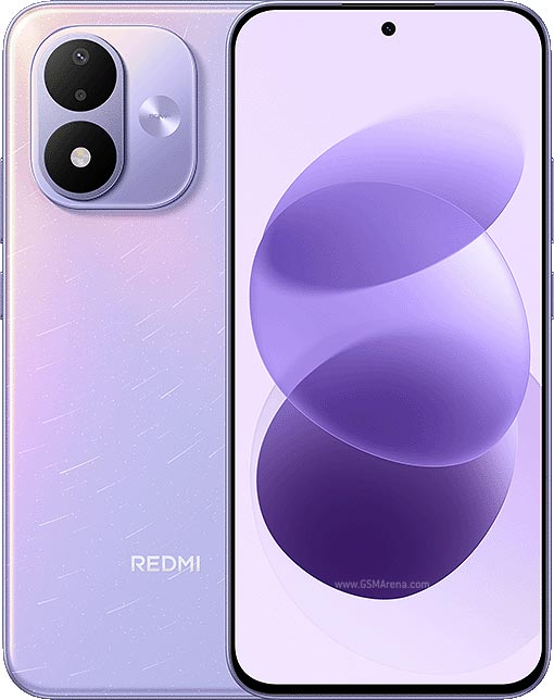 Le smartphone Xiaomi Redmi Note 17 vu de face et de dos, en coloris violet