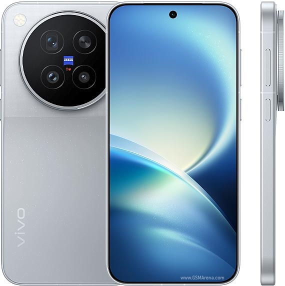Rendus officiels du smartphone vivo X500 Pro, faces avant et arrière, avec son module photo circulaire ZEISS, coloris gris