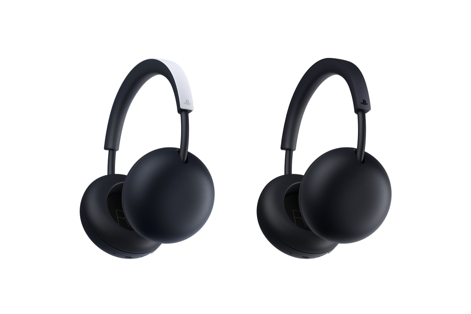 Casque sans fil PlayStation Pulse Wireless en blanc et noir, oreillettes rondes, sur fond blanc