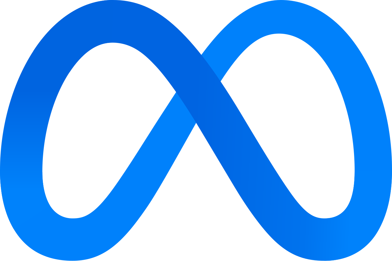 Logo de Meta, symbole bleu en forme de ruban infini