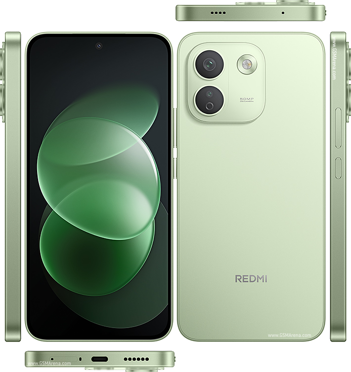 Le smartphone Redmi Note 17 Pro Max de Xiaomi en coloris vert, vu de face et de dos