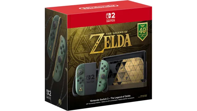 Console Nintendo Switch 2 édition 40e anniversaire The Legend of Zelda, Joy-Con vert et or et dock orné du Triforce