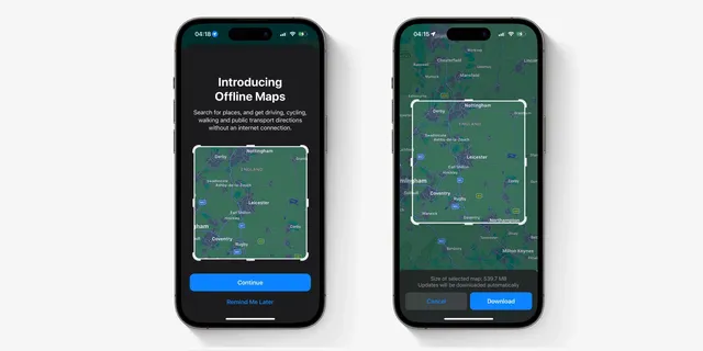 iOS 17 activera l'utilisation de cartes hors ligne sur Apple Plans