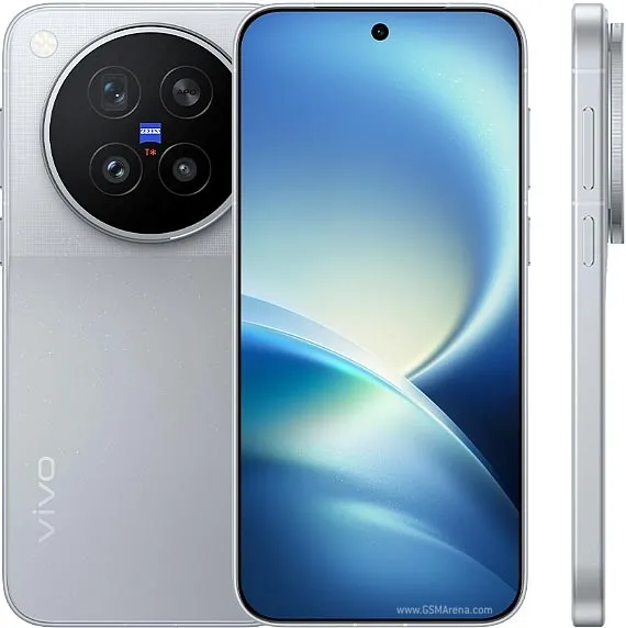 Rendus officiels du smartphone vivo X500 Pro, faces avant et arrière, avec son module photo circulaire ZEISS, coloris gris