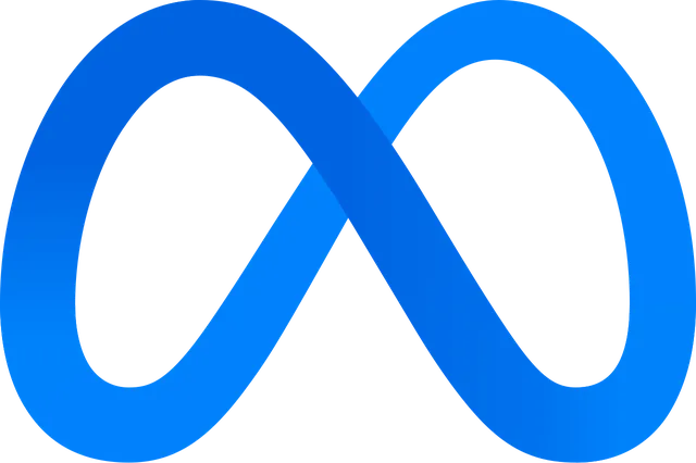 Logo de Meta, symbole bleu en forme de ruban infini
