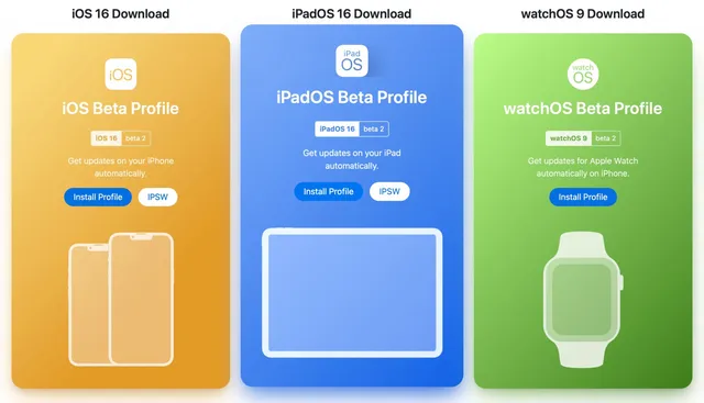 Installer iOS16 beta