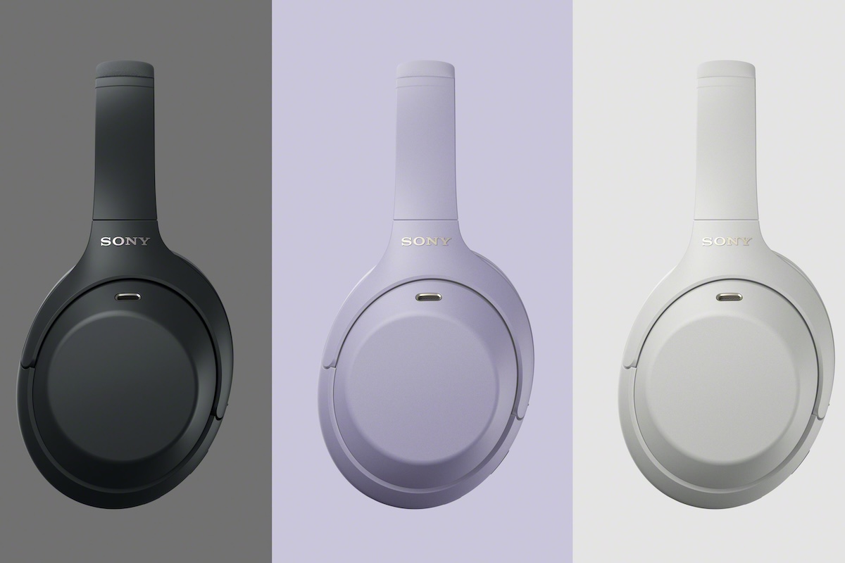 Le casque Sony WH-1000XM4C en trois coloris : noir, lavande et argent platine