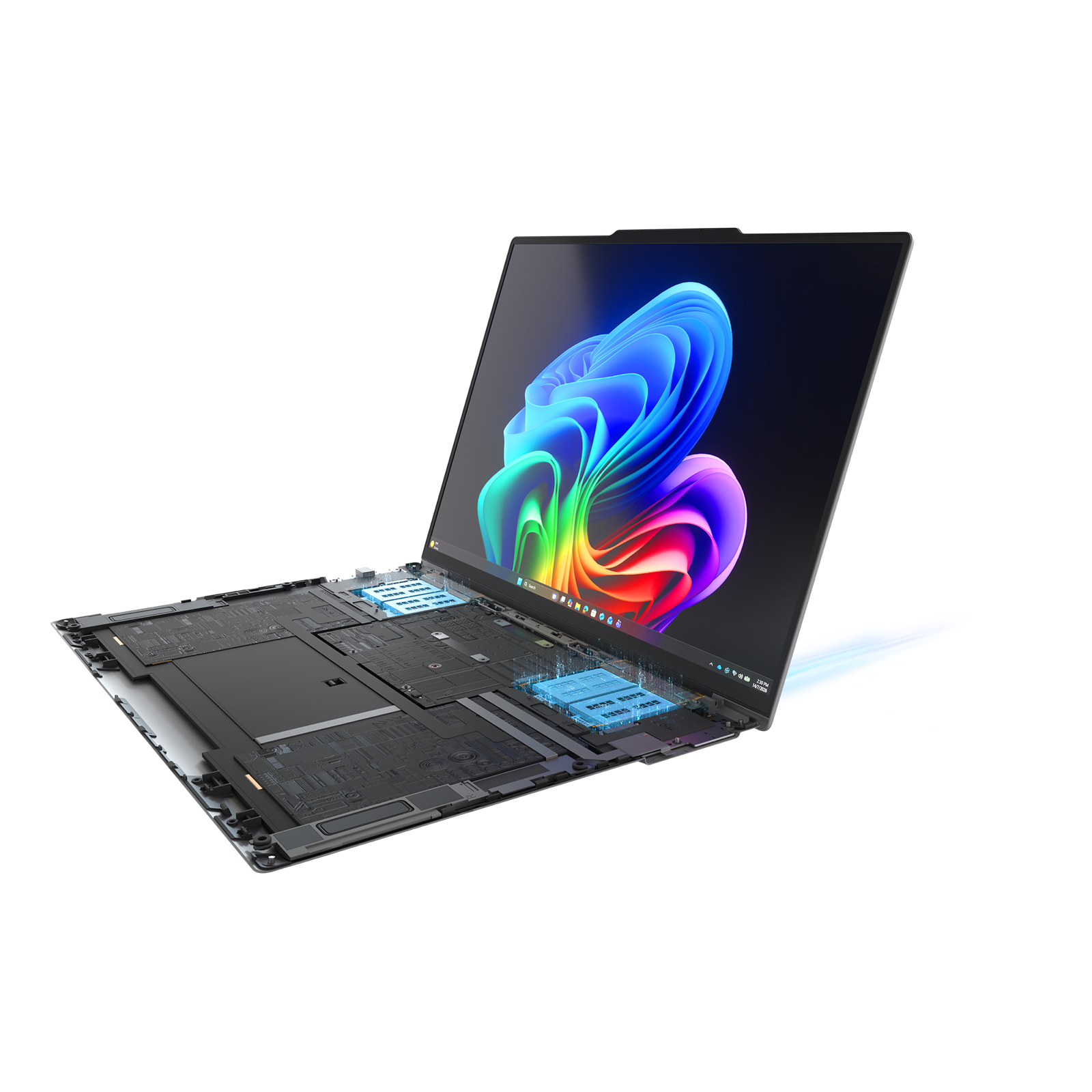 Concept d'ordinateur portable Lenovo Project AeroBlade montrant son intérieur sans ventilateur et son refroidissement AirJet